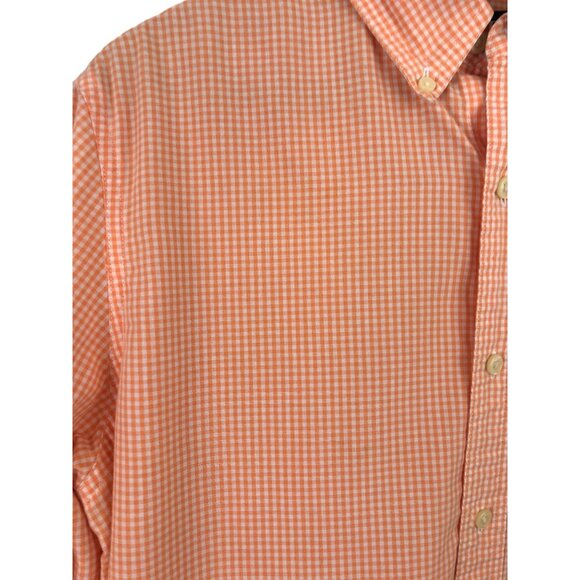 Chaps Mens Size Medium Orange/White Check Long Sleeve Button Up Shirt - Picture 5 of 10
